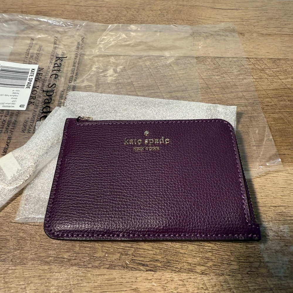 NWT Kate Spade Darcy Medium L-Zip Card Holder Color: Rice Plum